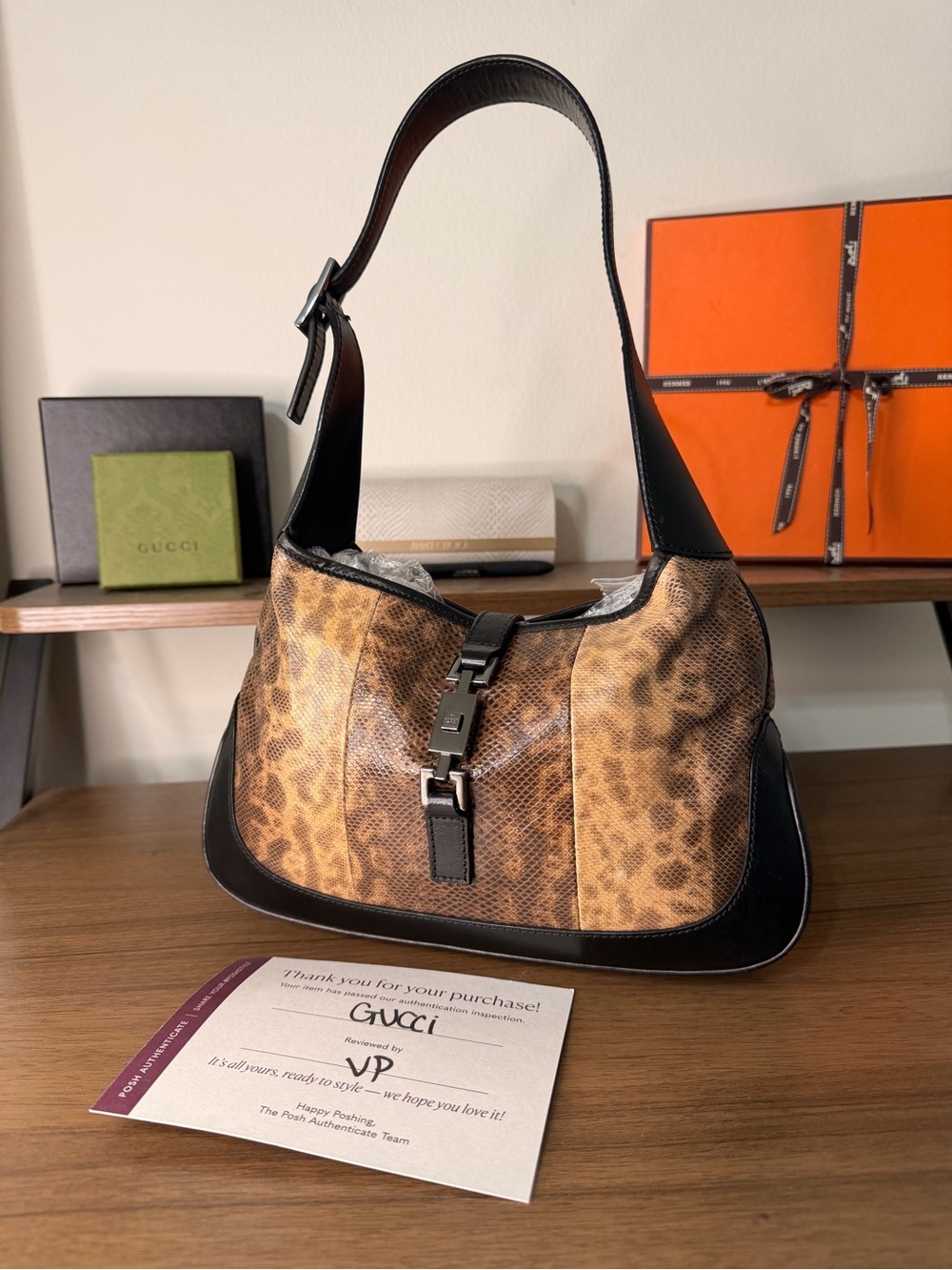AUTHENTIC - Gorgeous Snakeskin Gucci Jackie Shoulder Bag